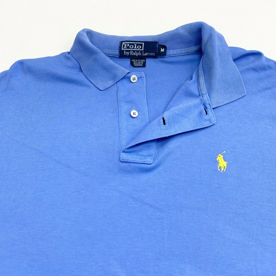 Ralph Lauren(ラルフローレン)のUS古着 ポロ ラルフローレン Polo by Ralph Lauren コットン ポロシャツ 半袖 ワンポイント ポニー 刺繍 サイズ：メンズ M ライトブルー【中古】 メンズのトップス(ポロシャツ)の商品写真