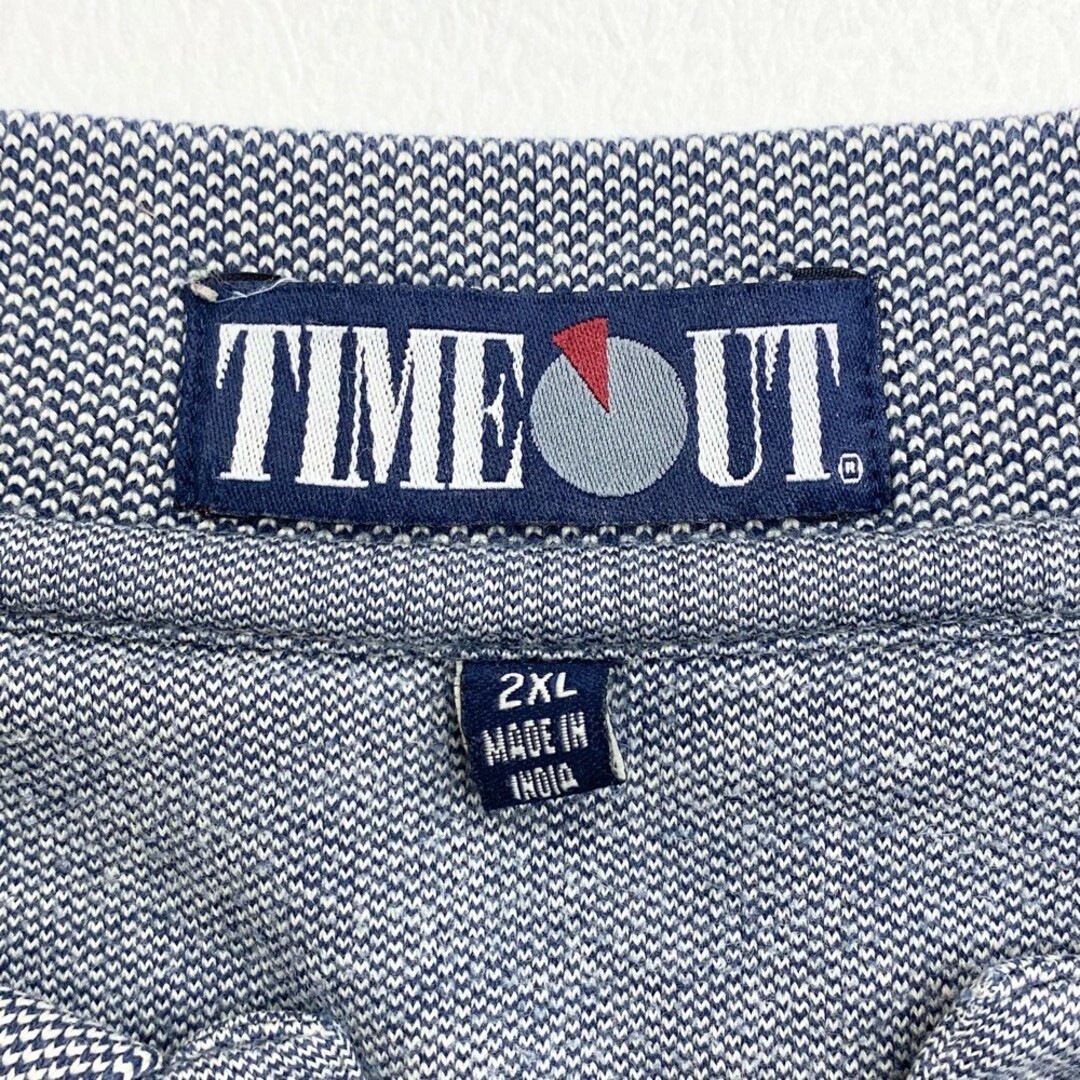 US古着 TIMEOUT コットン ポロシャツ 半袖 3つボタン BU ロゴ 刺繍 サイズ：メンズ 2XL ビッグサイズ グレー【中古】 メンズのトップス(ポロシャツ)の商品写真