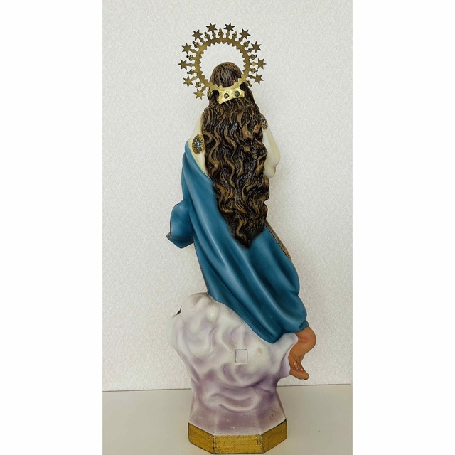 超超希少】✞無原罪の御宿り 胸に手を当てる聖母マリア像 天使 宗教彫刻