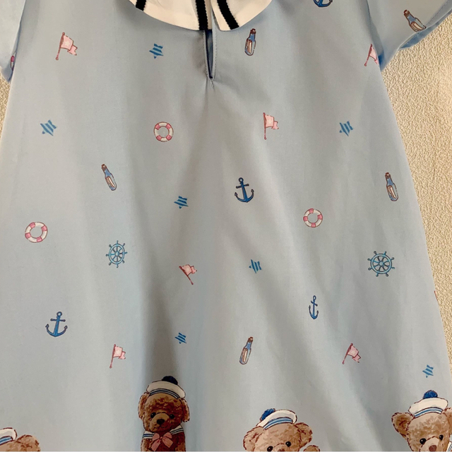 mezzo piano(メゾピアノ)のメゾピアノ🎀マリンくま🧸セーラーカラーワンピース 120 キッズ/ベビー/マタニティのキッズ服女の子用(90cm~)(ワンピース)の商品写真