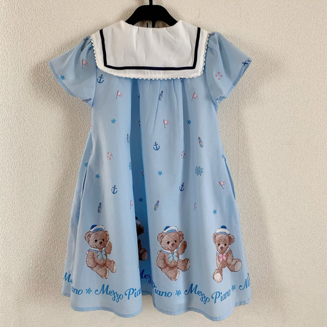 mezzo piano(メゾピアノ)のメゾピアノ🎀マリンくま🧸セーラーカラーワンピース 120 キッズ/ベビー/マタニティのキッズ服女の子用(90cm~)(ワンピース)の商品写真