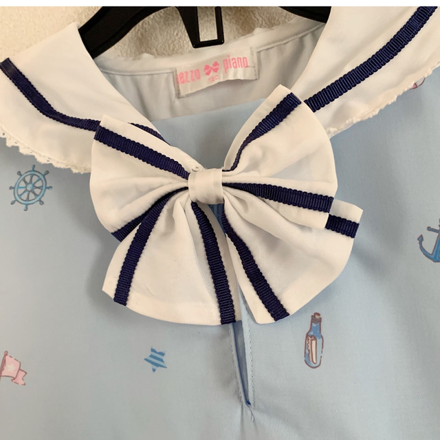 mezzo piano(メゾピアノ)のメゾピアノ🎀マリンくま🧸セーラーカラーワンピース 120 キッズ/ベビー/マタニティのキッズ服女の子用(90cm~)(ワンピース)の商品写真