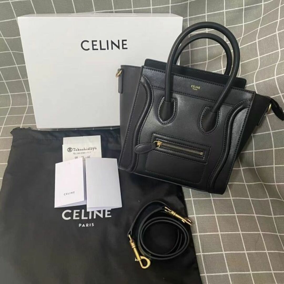 色移り有り CELINE セリーヌ ラゲージナノ ブラック | ochge.org