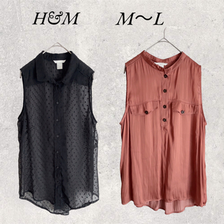 エイチアンドエム(H&M)のH&M  トップス2枚セット　size M〜L(カットソー(半袖/袖なし))