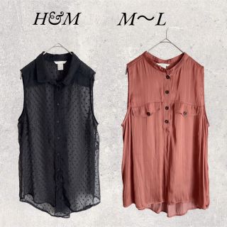 エイチアンドエム(H&M)のH&M  トップス2枚セット　size M〜L(カットソー(半袖/袖なし))