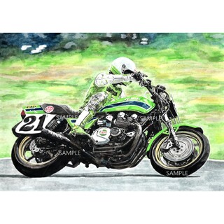 カワサキ(カワサキ)のカワサキ Z1000 エディローソンライディング 水彩画 バイク イラスト(その他)