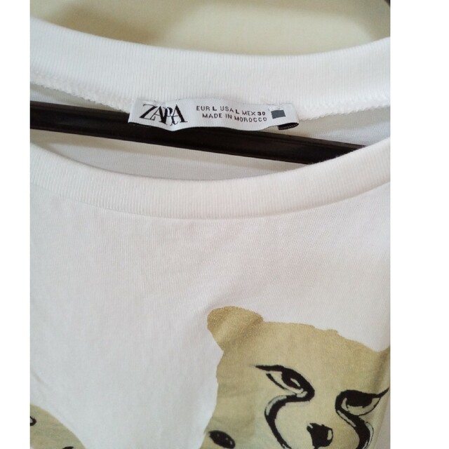ZARA(ザラ)のザラレオパードちゃんTシャツＬサイズ完売品🤍🖤 レディースのトップス(Tシャツ(半袖/袖なし))の商品写真