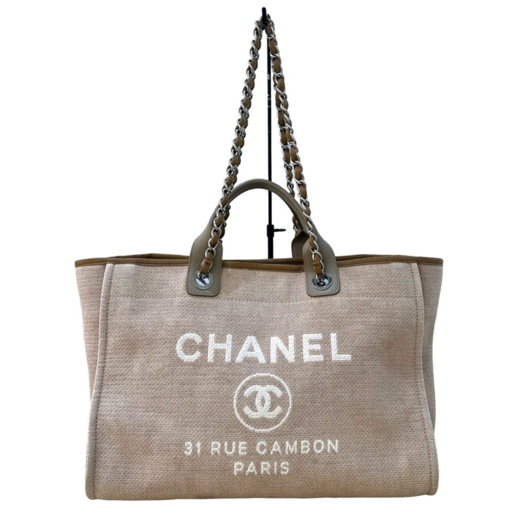 シャネル CHANEL ドーヴィルトート ベージュ キャンバス レディース トートバッグ