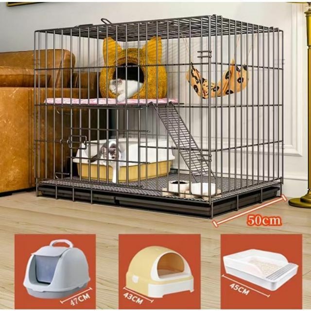 新品猫用ケージ 大型 多頭飼い 組立簡単 折り畳み式 掃除しやすい