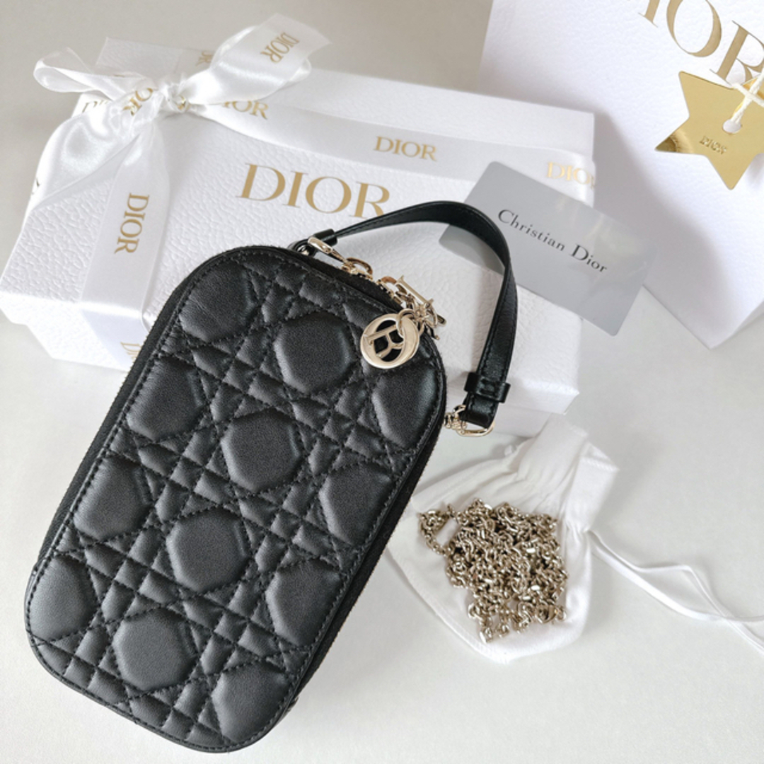 【最終値下げ】DIOR フォンホルダー ブラック スマホケース約26cmチェーンストラップ