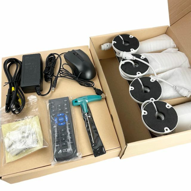 未使用○A-ZONE○PoE防犯カメラ4台+8CH・1TBレコーダー 監視カメラの