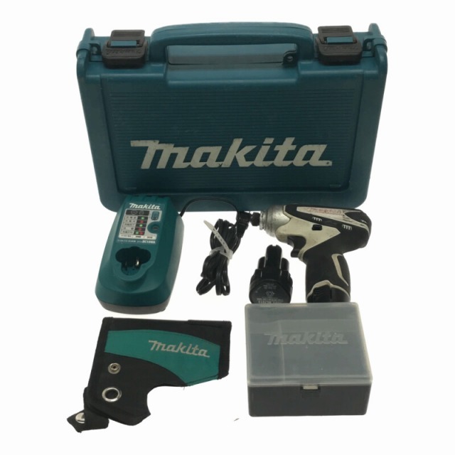 Makita(マキタ)の☆中古品☆makita マキタ 10.8V 充電式インパクトドライバ TD090DWXW 白 バッテリー2個(1.3Ah) 充電器 ケース付 72006 自動車/バイクのバイク(工具)の商品写真