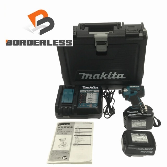 ☆美品☆makita マキタ 18V 充電式インパクトドライバ TD173DRGX 青/ブルー バッテリー2個(18V 6.0Ah) 充電器 ケース付 72588