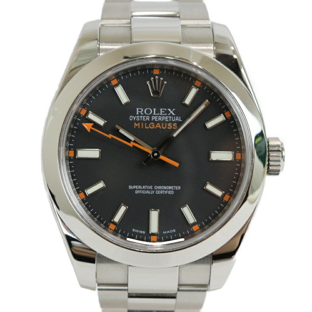 【ギャラ有】ROLEX　ロレックス　ミルガウス　116400　自動巻き　V番　2010年　SS　ブラック　メンズ　腕時計松前R56号店時計