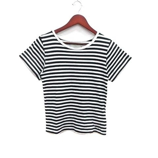 アングリッド(Ungrid)のUNGRID Tシャツ カットソー クルーネック ボーダー 半袖 黒 白(Tシャツ(半袖/袖なし))