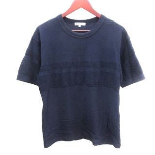 グローバルワーク(GLOBAL WORK)のグローバルワーク カットソー Tシャツ クルーネック ボーダー 半袖 S 紺(Tシャツ/カットソー(半袖/袖なし))