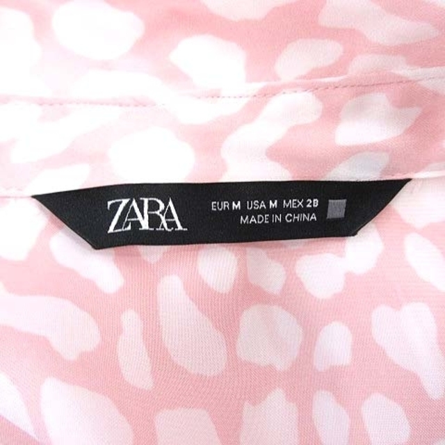 ZARA(ザラ)のザラ シャツ 長袖 レオパード ヒョウ柄 オーバーサイズ M ピンク ■MO レディースのトップス(シャツ/ブラウス(長袖/七分))の商品写真