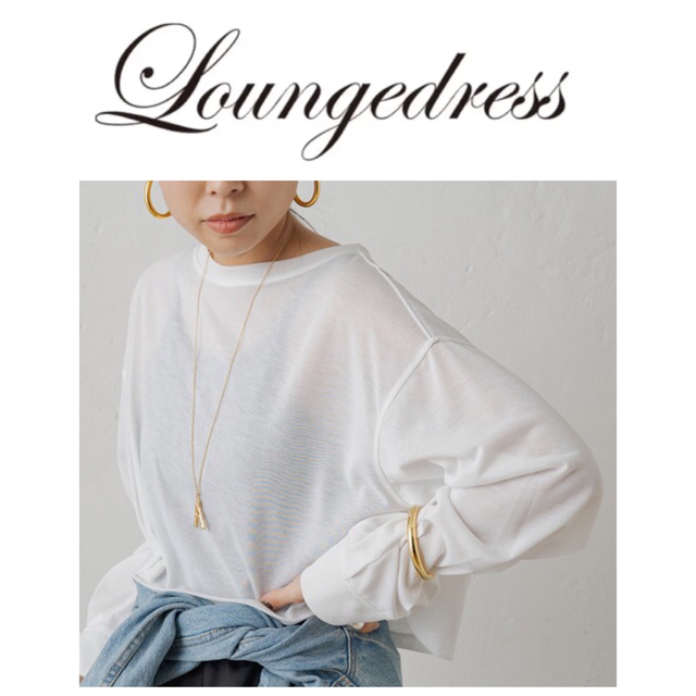 Loungedress(ラウンジドレス)の新品タグ付　Loungedress ラウンジドレス　 シアークロップドロンT  レディースのトップス(Tシャツ(長袖/七分))の商品写真