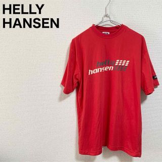 ヘリーハンセン(HELLY HANSEN)の★美品★ヘリーハンセン Tシャツ メンズL 赤 ビッグロゴ デカロゴ(Tシャツ/カットソー(半袖/袖なし))