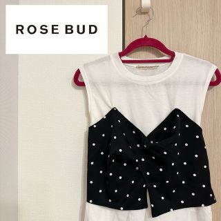 ローズバッド(ROSE BUD)の《美品》ROSE BUD ドットビスチェ付き ノースリーブトップス フリーサイズ(カットソー(半袖/袖なし))