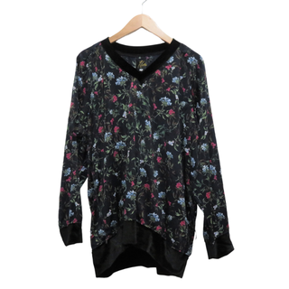 ニードルス(Needles)のNEEDLES L/S V-NECK TEE SATEEN FLOWER(Tシャツ/カットソー(七分/長袖))