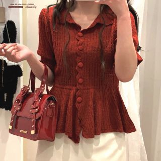 ザラ(ZARA)のニットボタン　黒色短袖トプッス　セーター　vintage ゆめかわ　ロリータ(ニット/セーター)