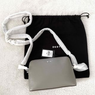 DKNY Bryant レザー ショルダー バッグ グレー シルバー チェーン ...