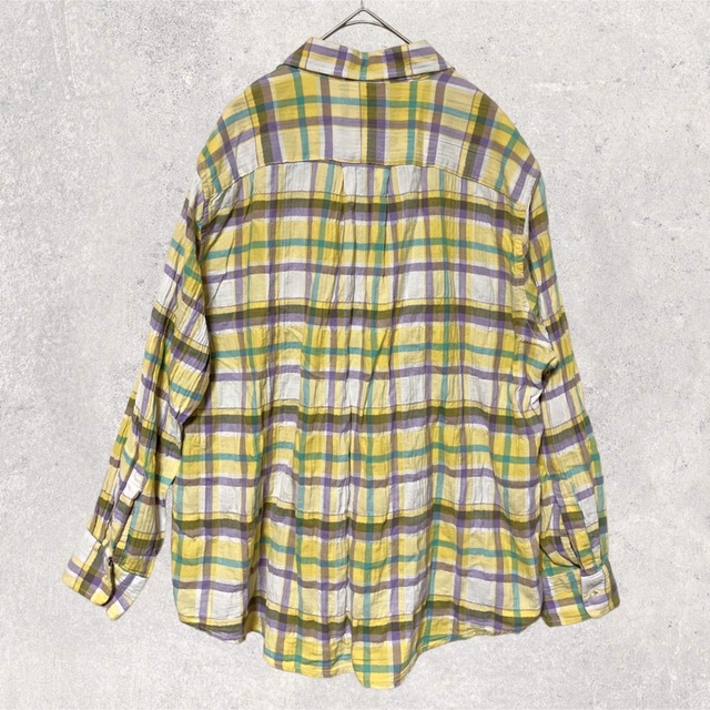 coen(コーエン)のcoen 黄色　チェックシャツ　size L レディースのトップス(シャツ/ブラウス(長袖/七分))の商品写真