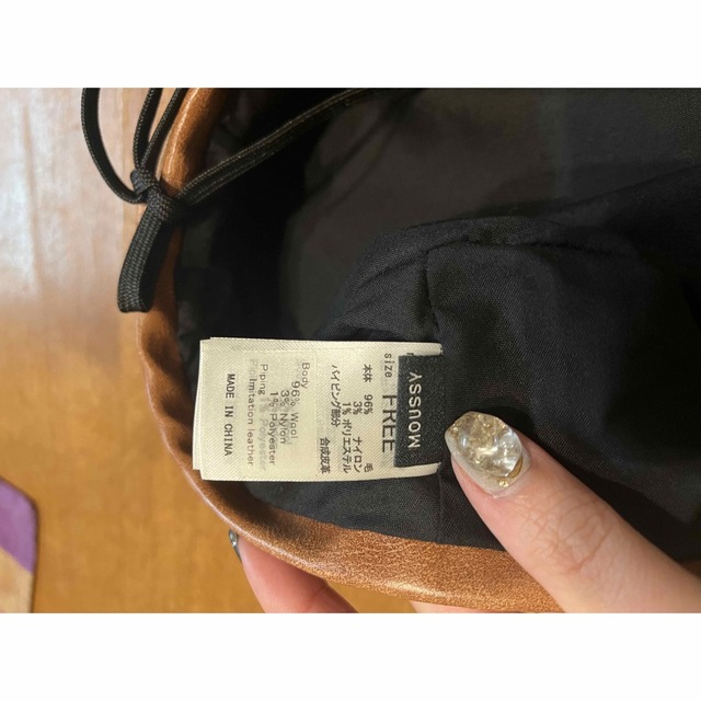 moussy(マウジー)のmoussy F/LEATHER PIPING ベレー レディースの帽子(ハンチング/ベレー帽)の商品写真