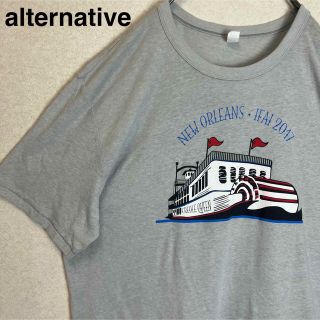 オルタナティブ(ALTERNATIVE)のaivandale 両面プリント 半袖Tシャツ　USA古着　グレー　XXL(Tシャツ/カットソー(半袖/袖なし))