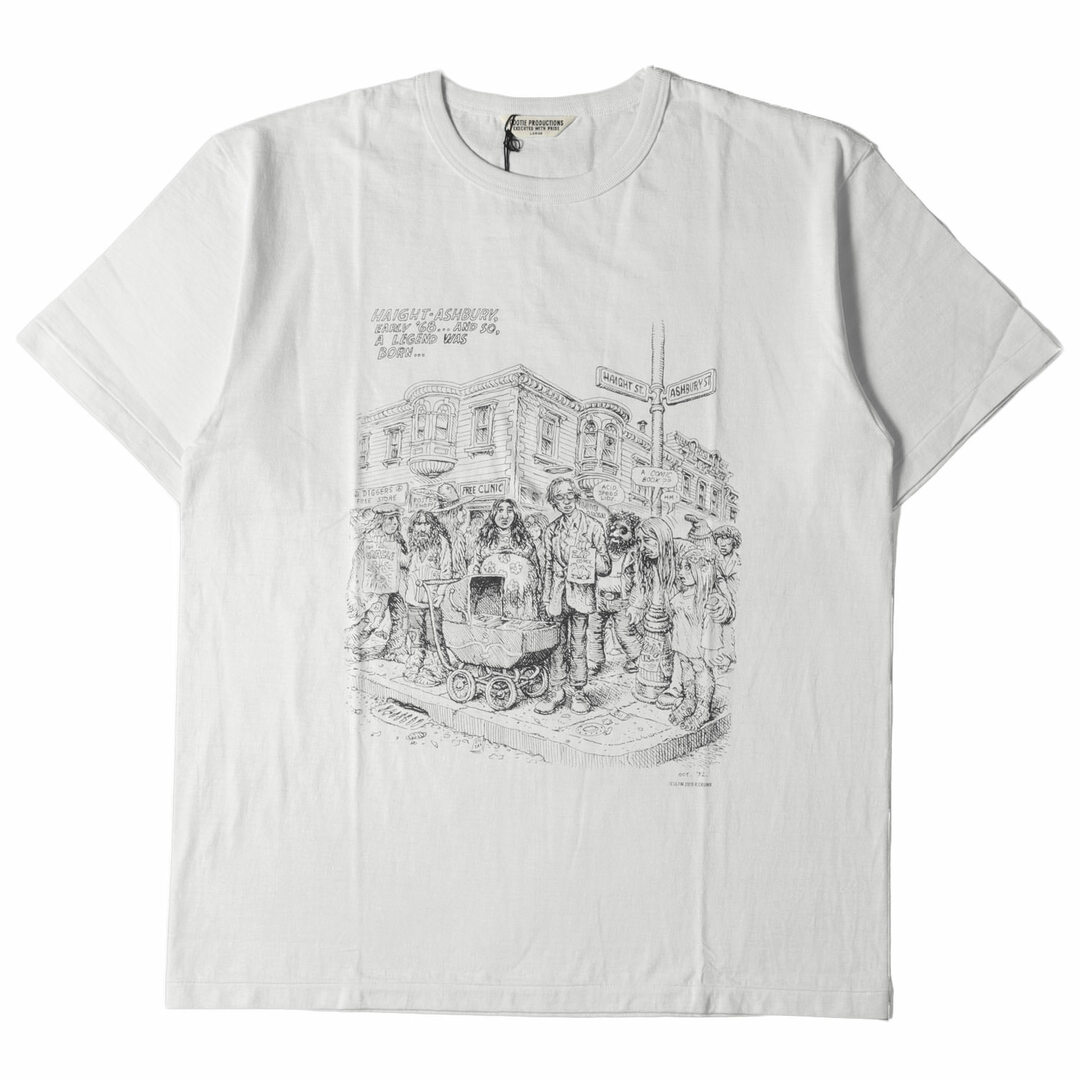 COOTIE クーティー Tシャツ サイズ:L 19SS Robert Crumb イラスト グラフィック クルーネック Print S/S Tee HAIGHT ASHBURY ホワイトスモーク 白 トップス カットソー 半袖 【メンズ】