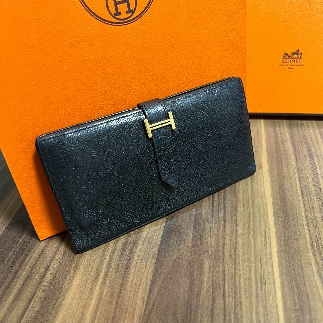 ⭐️美品⭐️HERMES エルメス 財布 ベアン ブラック ゴールド金具-