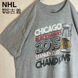 USA古着　NHL Chicago Blackhawks   Tシャツ　グレー(Tシャツ/カットソー(半袖/袖なし))