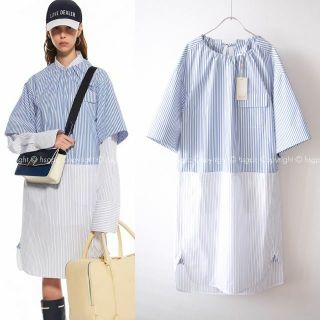 マルタンマルジェラ(Maison Martin Margiela)の【定価7.4万】ゴールデングース ストライプ バイカラー ワンピース チュニック(ロングワンピース/マキシワンピース)