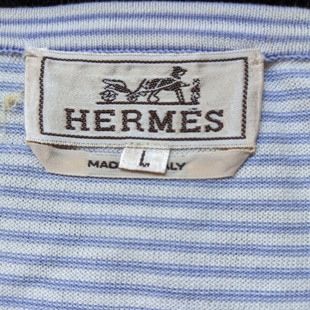 エルメス　半袖Tシャツ　ボーダー　Lサイズ イタリア製　HERMES