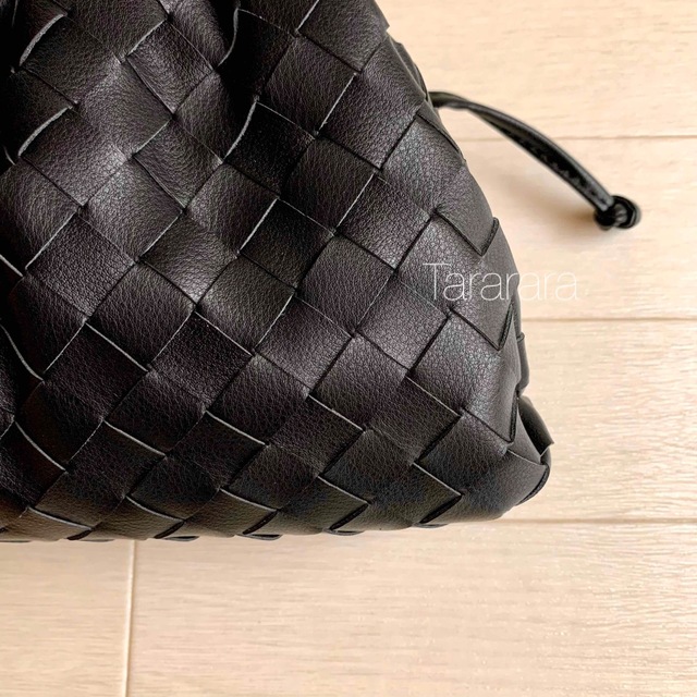 ● leather Braidedbag S black●本革 2
