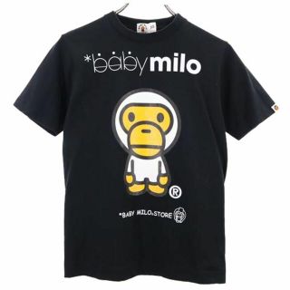 アベイシングエイプ(A BATHING APE)のアベイシングエイプ 日本製 プリント 半袖 Tシャツ XS ブラック系 A BATHING APE ロゴ レディース 【中古】  【230610】 メール便可(Tシャツ(半袖/袖なし))