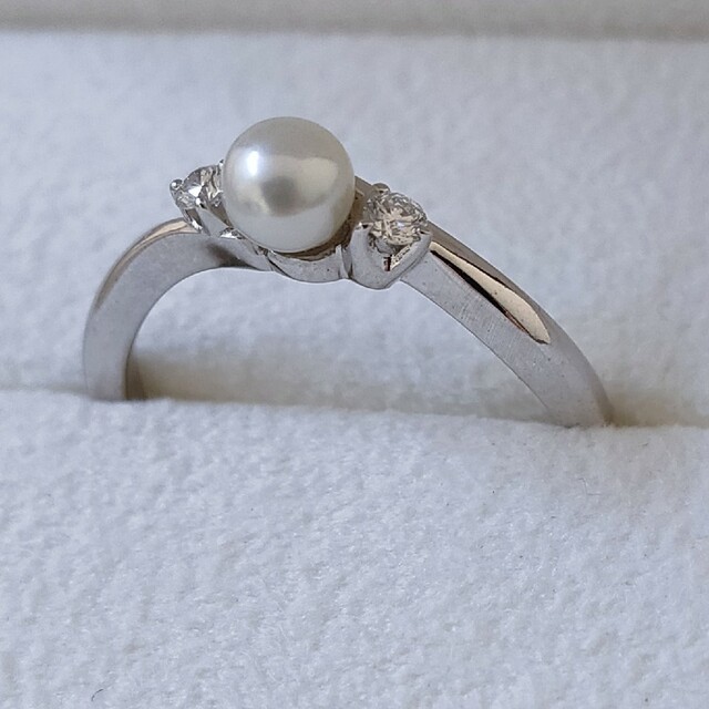 ミキモト MIKIMOTO K18WG パール ダイヤモンド リング