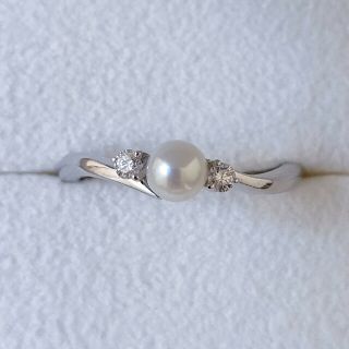 ミキモト(MIKIMOTO)のミキモト ダイヤモンド×ベビーパール リング K18WG 4.0mm 2.2g(リング(指輪))