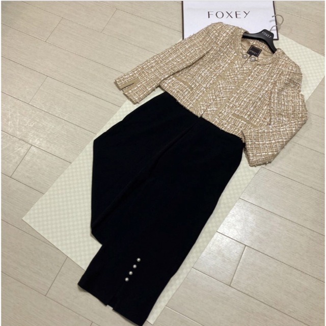 FOXEY - 極美品 ¥129,000 FOXEY パールボタンツイードジャケット 40 42 ...