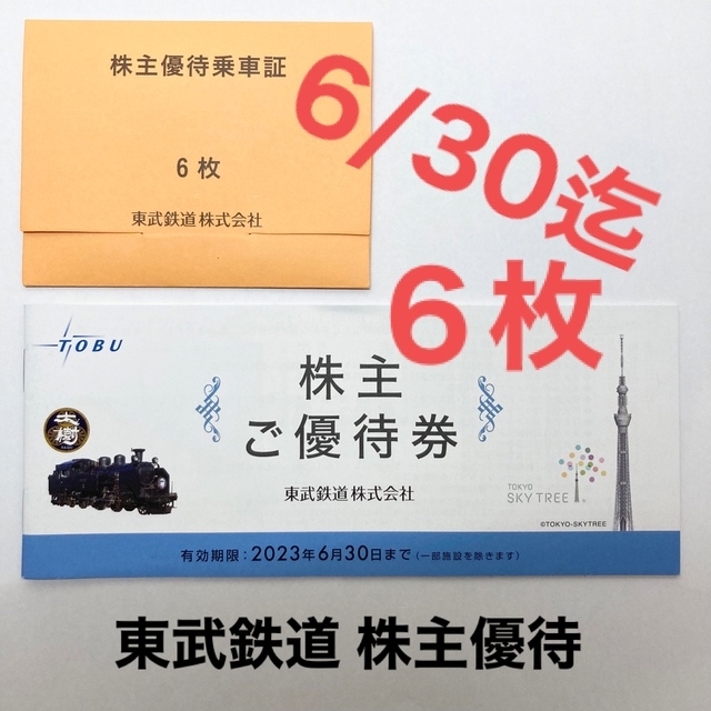 東武鉄道　株主優待乗車証　６枚