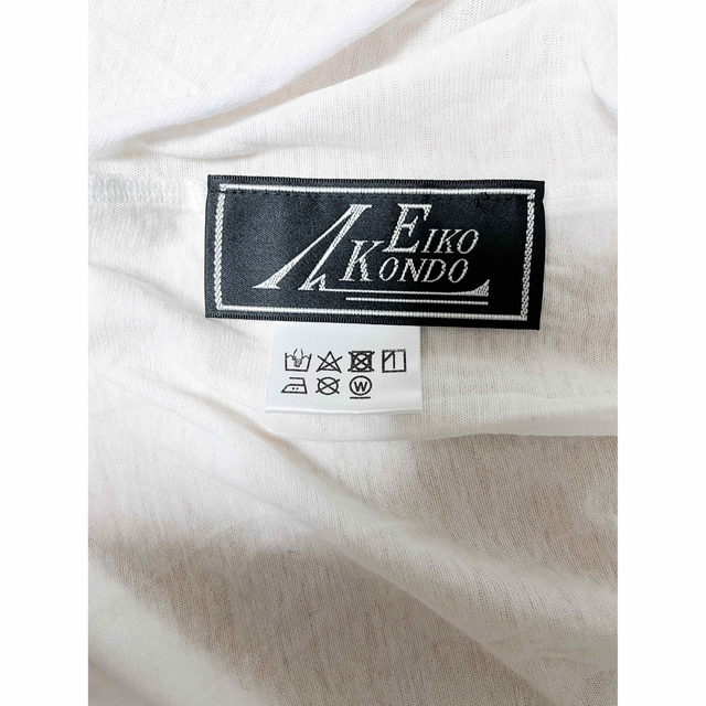 エイコ　コンドウ　ワンピース　綿　コットン　白　ホワイト　変形　日本製　天竺編み レディースのワンピース(ひざ丈ワンピース)の商品写真