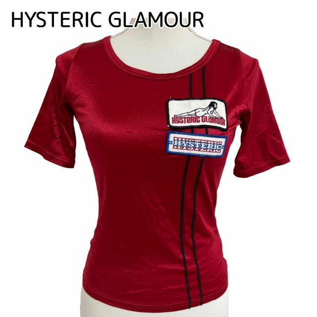 HYSTERIC GLAMOUR ナイロンTシャツ ワッペン ヒスガール 光沢感Tシャツ(半袖/袖なし)