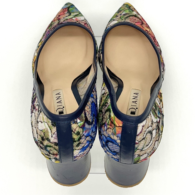 極美品】DIANA 絵画シリーズ 葛飾北斎 レース 花 23.5cm ネイビー