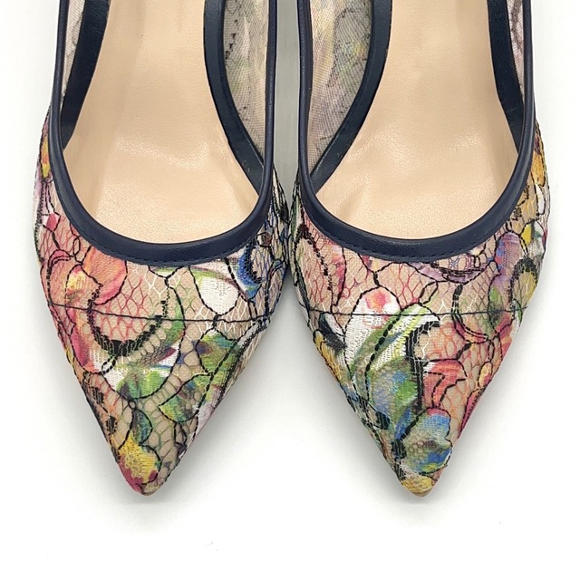 極美品】DIANA 絵画シリーズ 葛飾北斎 レース 花 23.5cm ネイビー