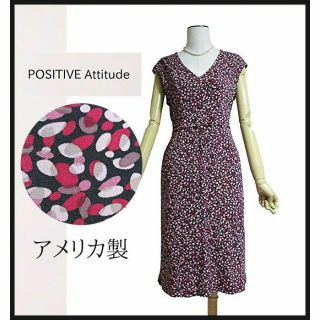 アーモワールカプリス(armoire caprice)の【POSITIVE Attitude】ワンピース　アメリカ製　ドット柄ストレッチ(ひざ丈ワンピース)