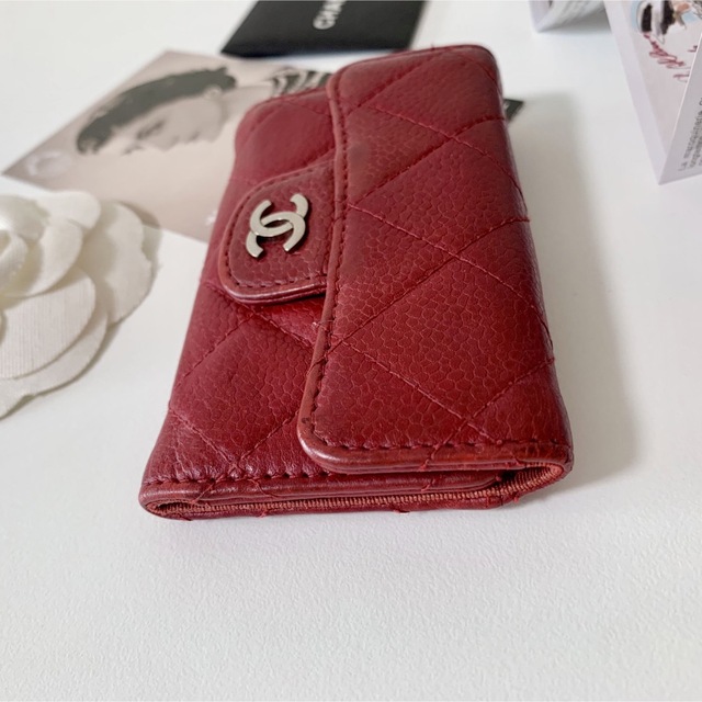 CHANEL マトラッセ キーケース キャビアスキン 赤 レッド 6連 CHANEL マトラッセ キーケース キャビアスキン 赤 レッド 6連