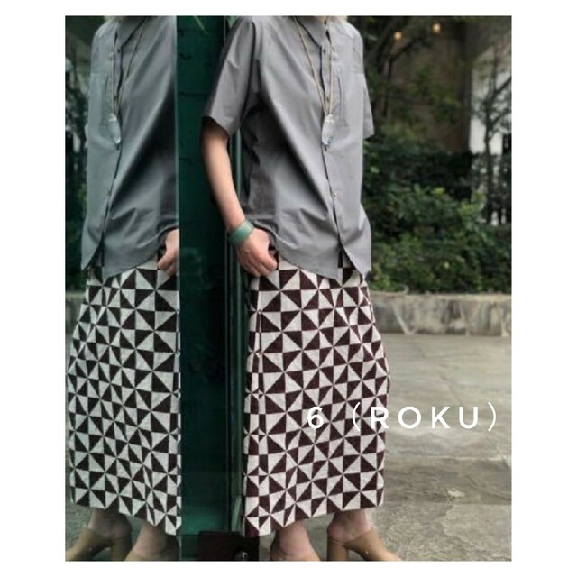 6 roku KIKAGAKU PRINT SKIRT 幾何学 スカート 36