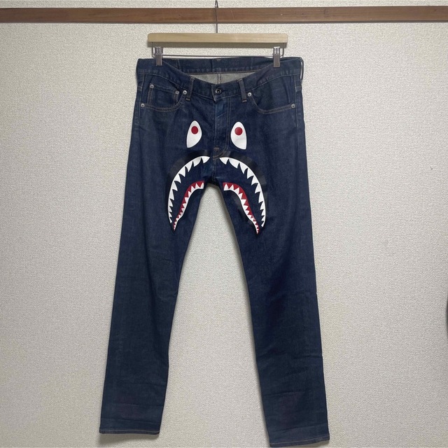 超レア 新品 A BATHING APE 刺繍シャークデニムパンツ SHARK