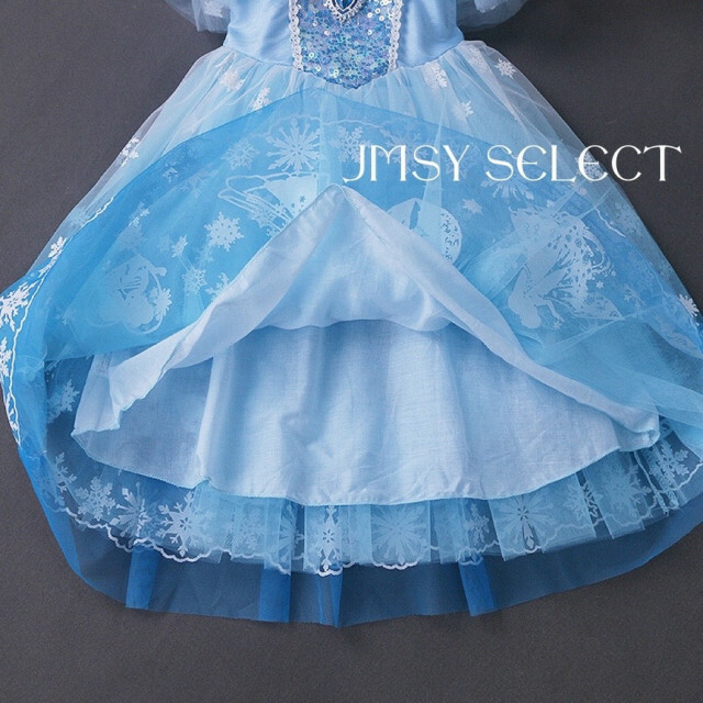 SALE☆110cm☆半袖エルサドレス アナ雪ドレス アナ雪 プリンセスドレス 130cm★肩フリル エルサドレス 半袖 ディズニープリンセス